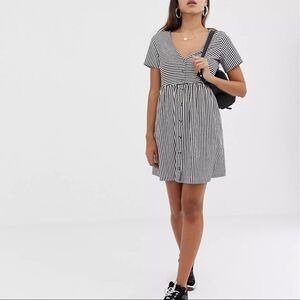 ASOS Dress *NWOT* Mini V Neck Button Through Smock Dress in Stripe